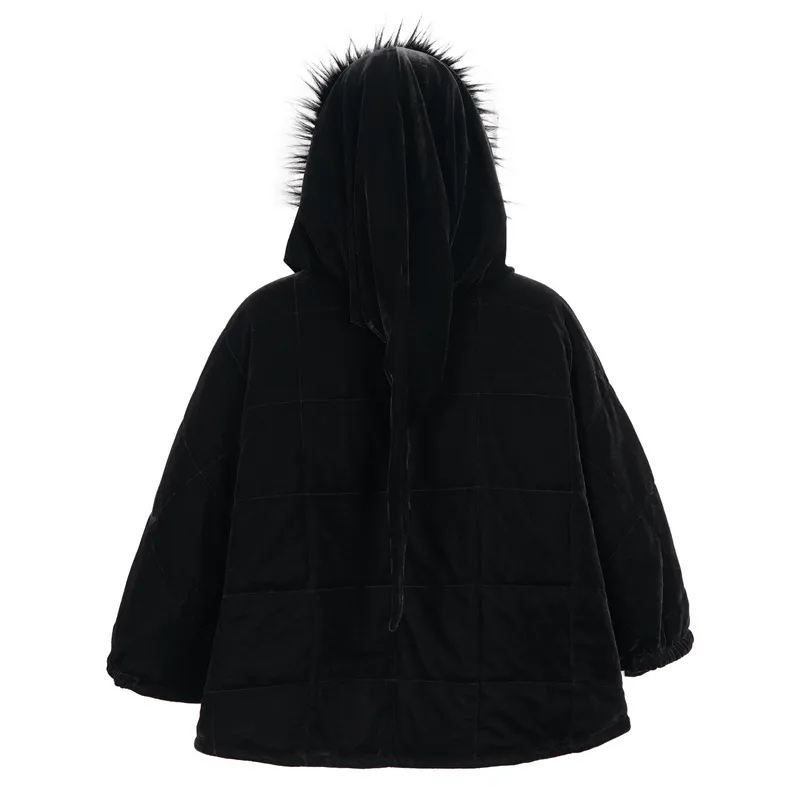 Gothic Faux Fur Hooded Cape / Warm Short Zipper Cape for Women / Alternative Female Clothing