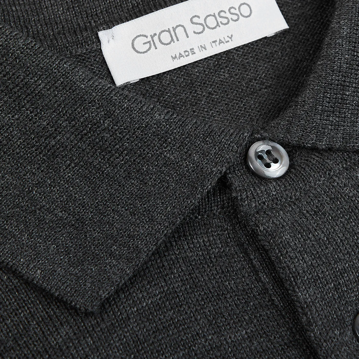 Grey Extra Fine Merino Wool Polo Shirt