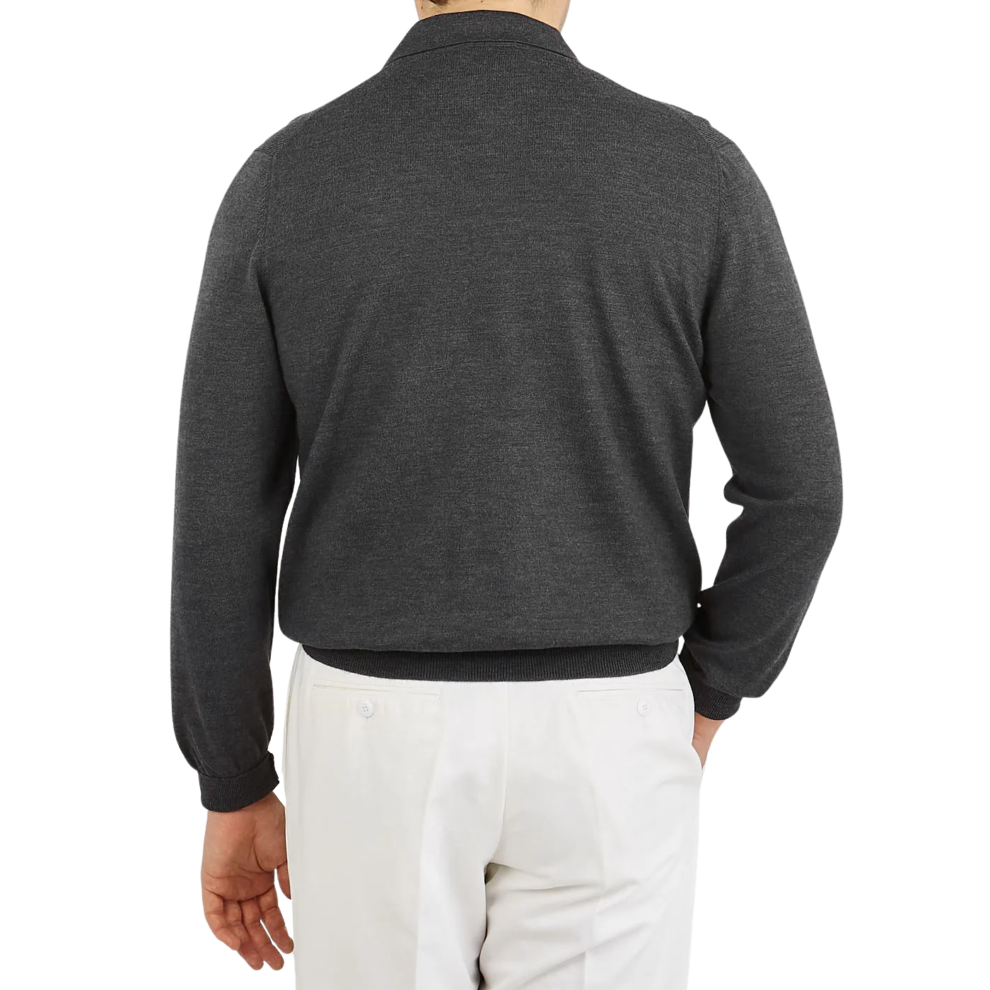 Grey Extra Fine Merino Wool Polo Shirt