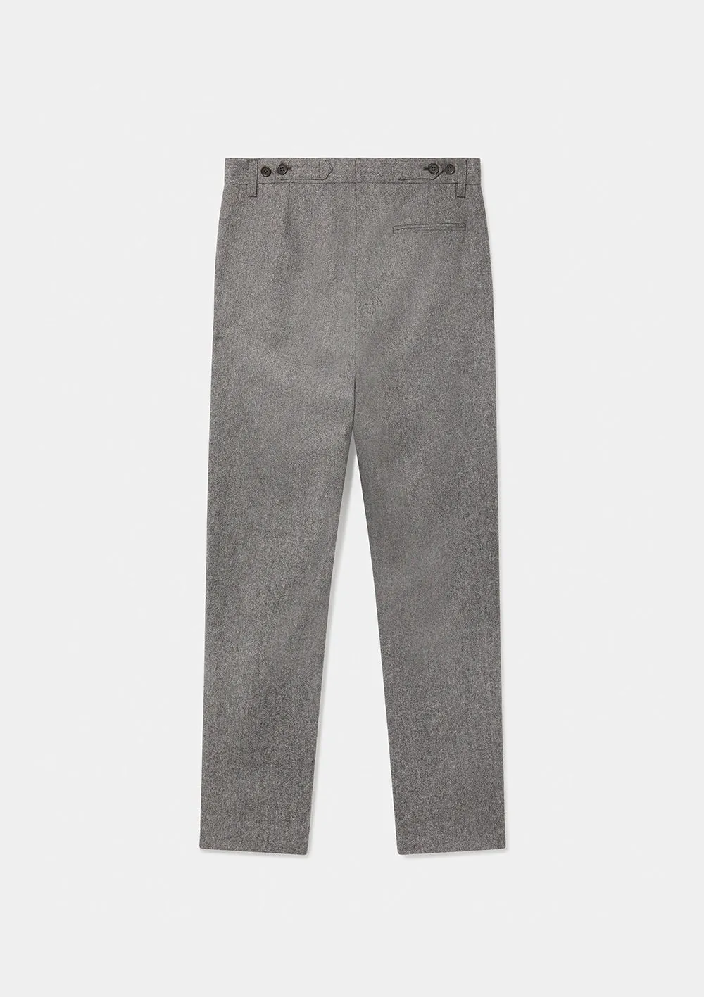 Grey Salt & Pepper Wool High-Waisted Pleated Trousers