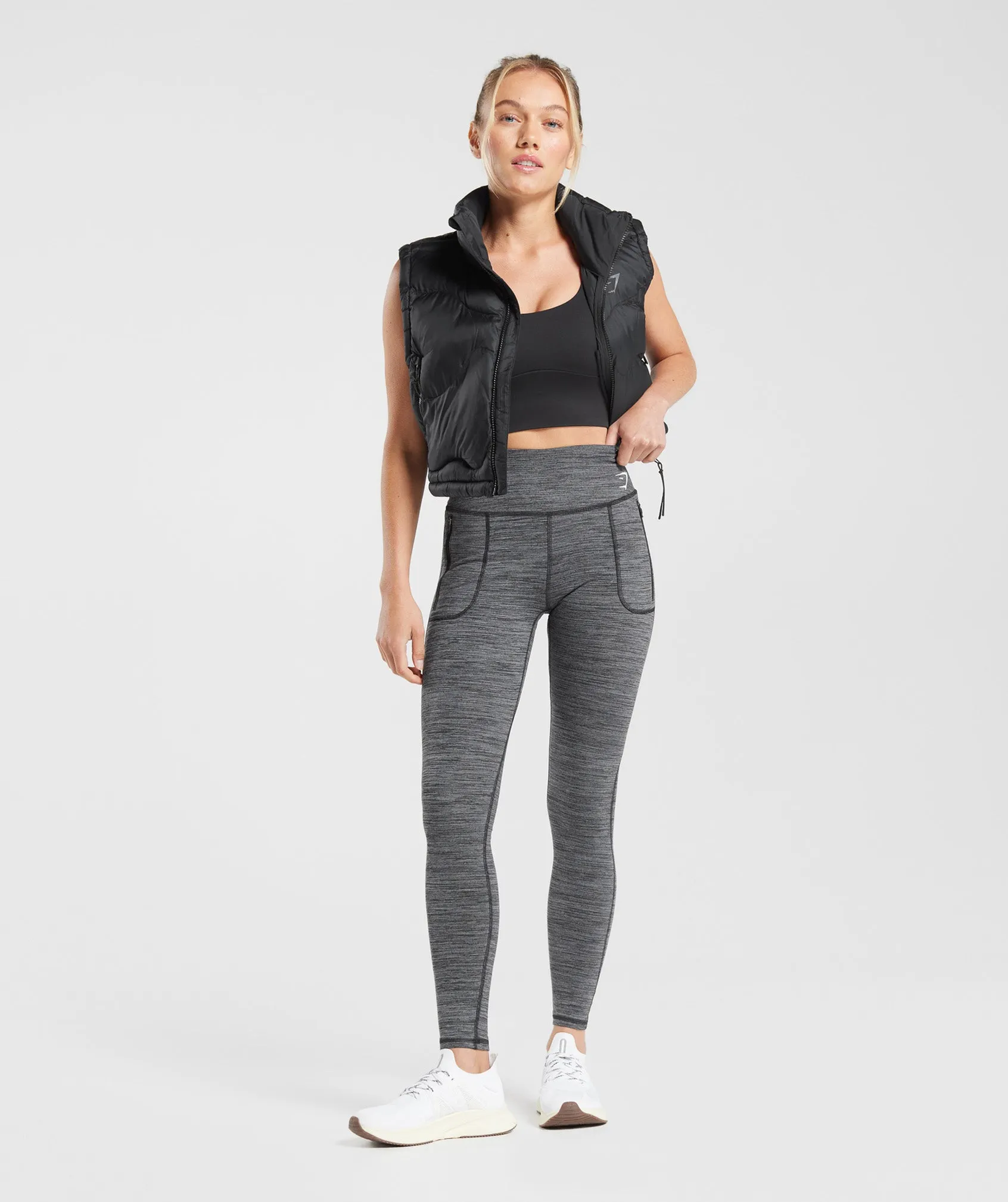 Gymshark Fleece Lined Pocket Leggings - Black/Pitch Grey