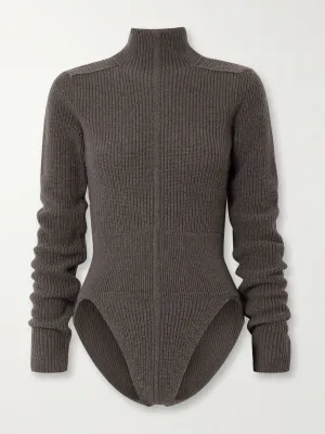 Headon knitted cashmere and wool-blend turtleneck bodysuit