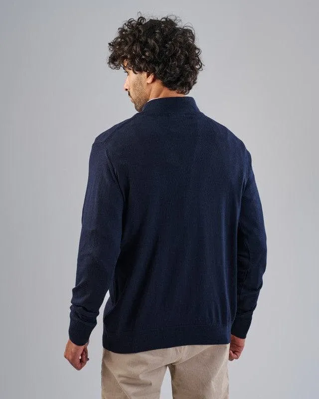 HIGH-NECK SWEATER WITH ZIPPER - DARK NAVY