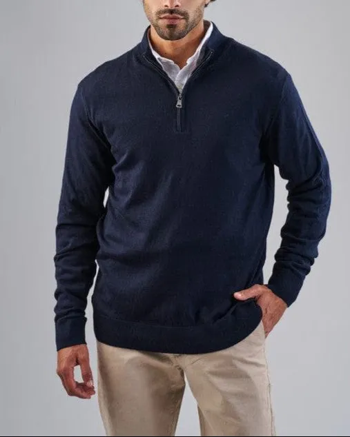 HIGH-NECK SWEATER WITH ZIPPER - DARK NAVY