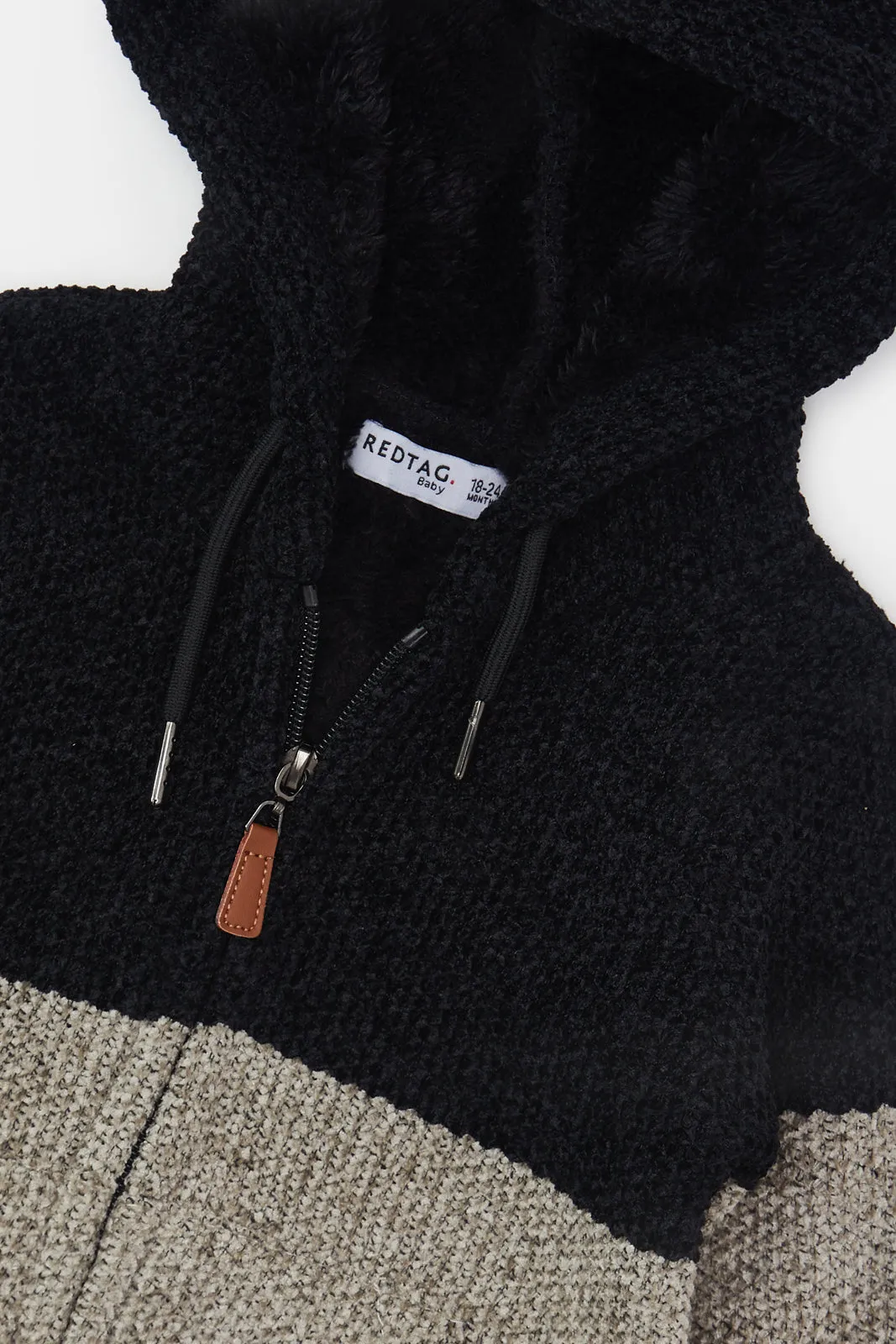 Infant Boys Black And Charcoal Hooded Cardigan