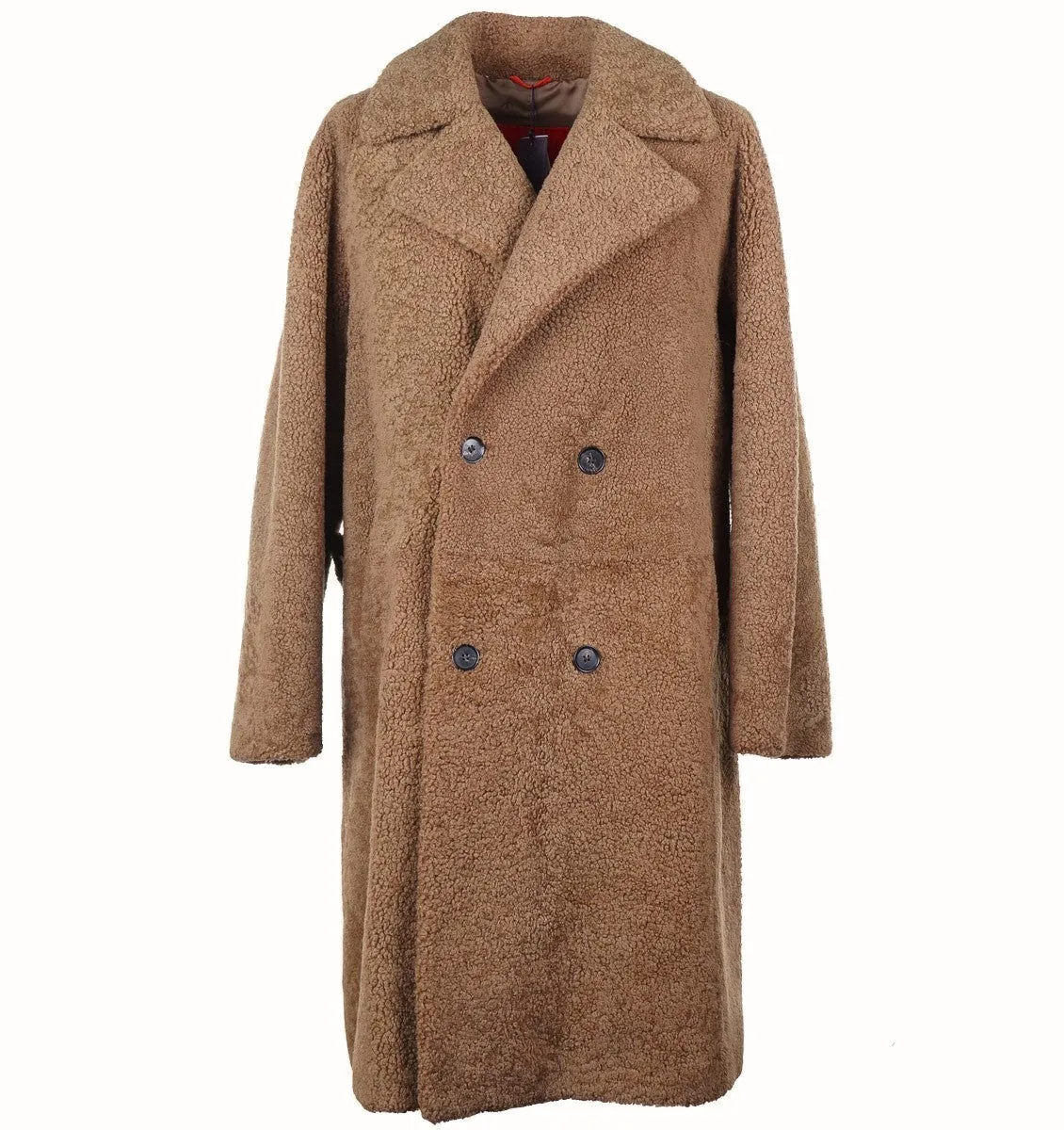 Isaia Reverse Lambskin Shearling Overcoat