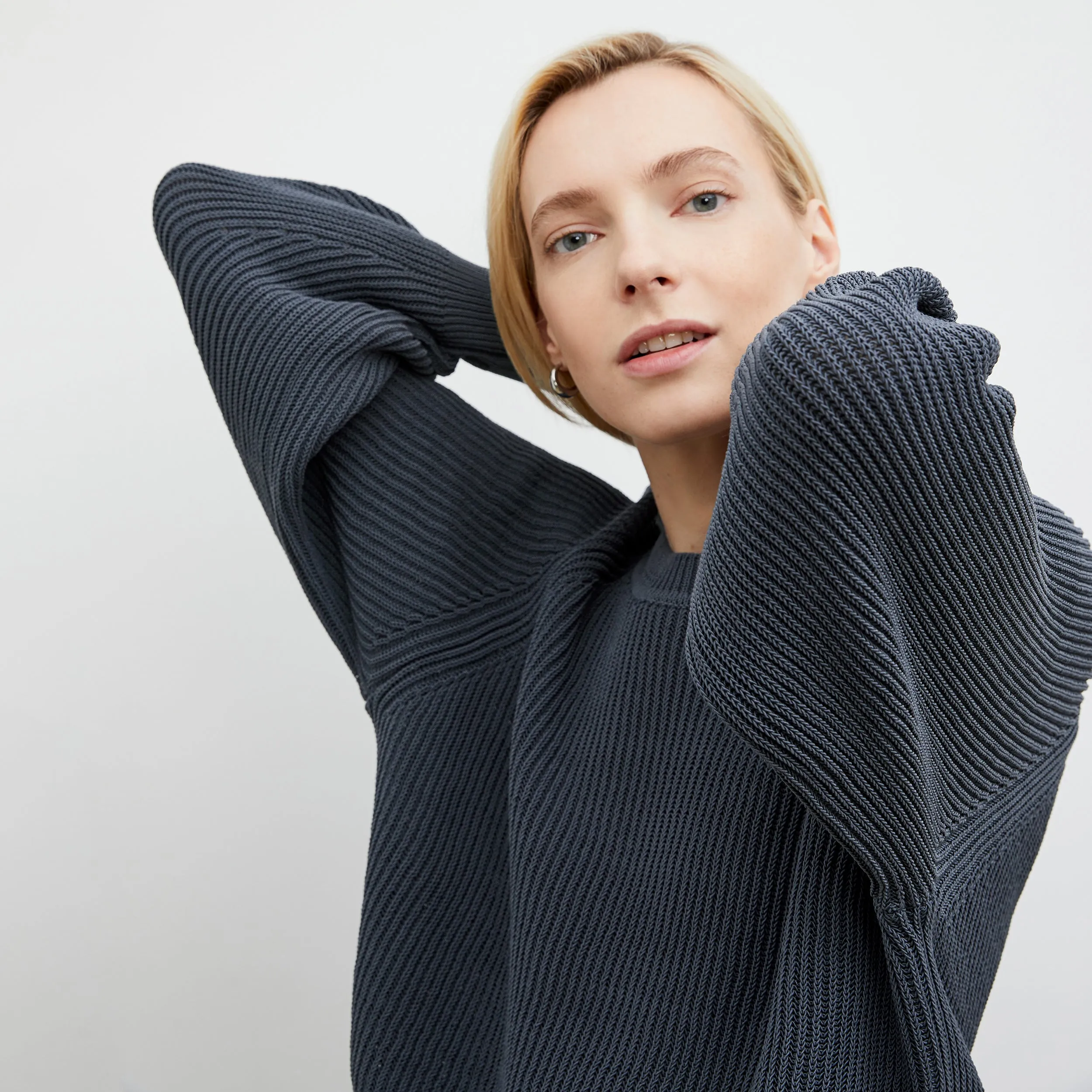 Jo Sweater - Sleek Cotton :: Dusty Indigo