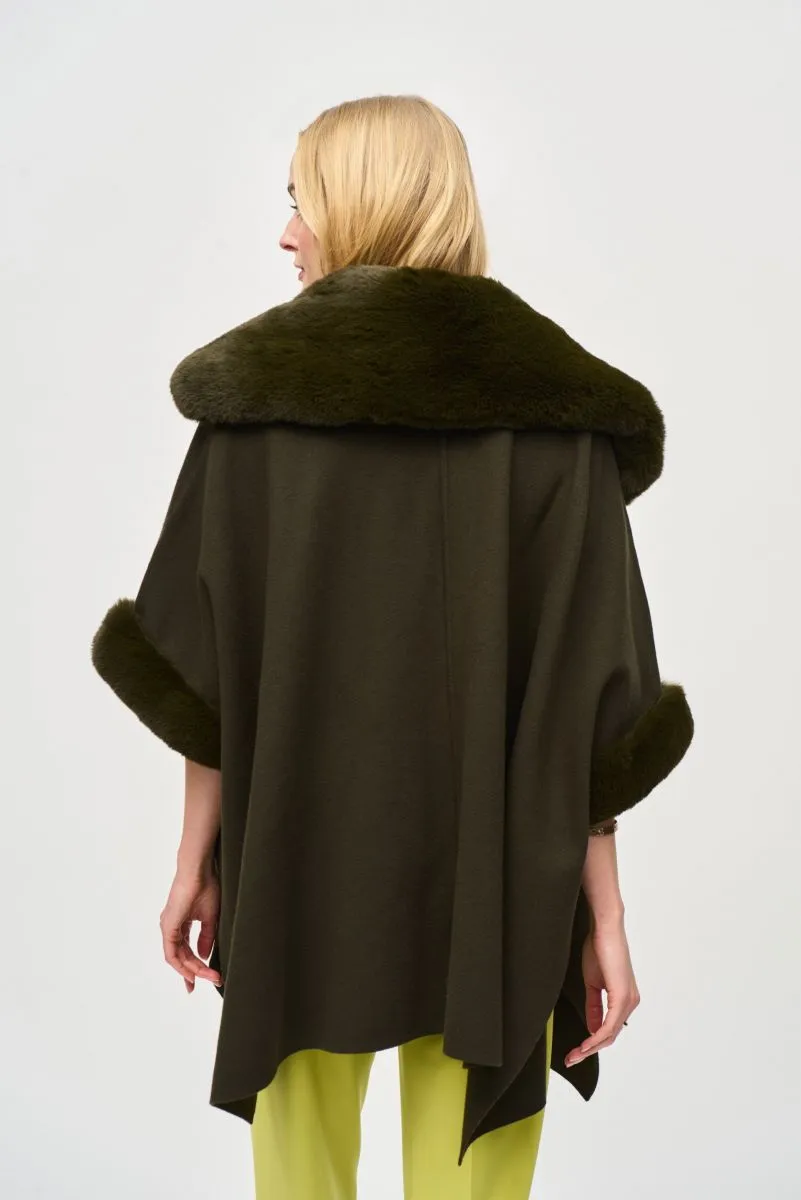 Joseph Ribkoff Faux Fur Trim Oversized Cape 243930