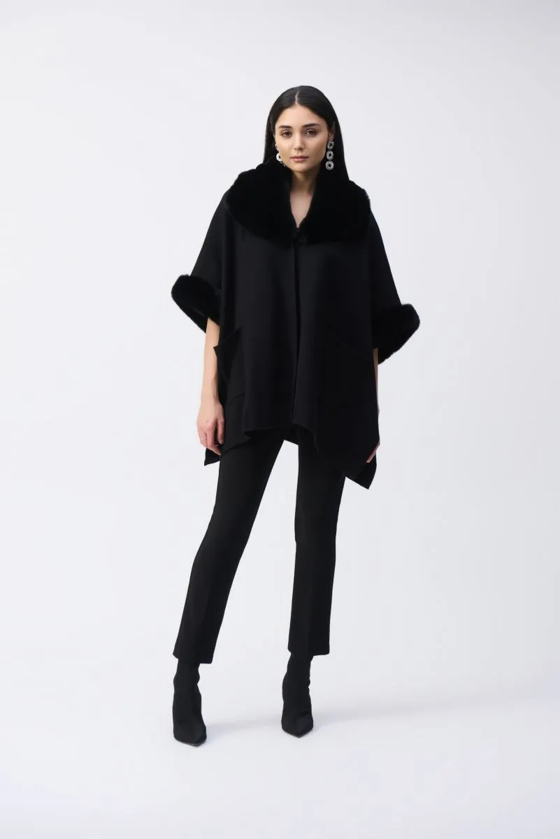 Joseph Ribkoff Faux Fur Trim Oversized Cape 243930