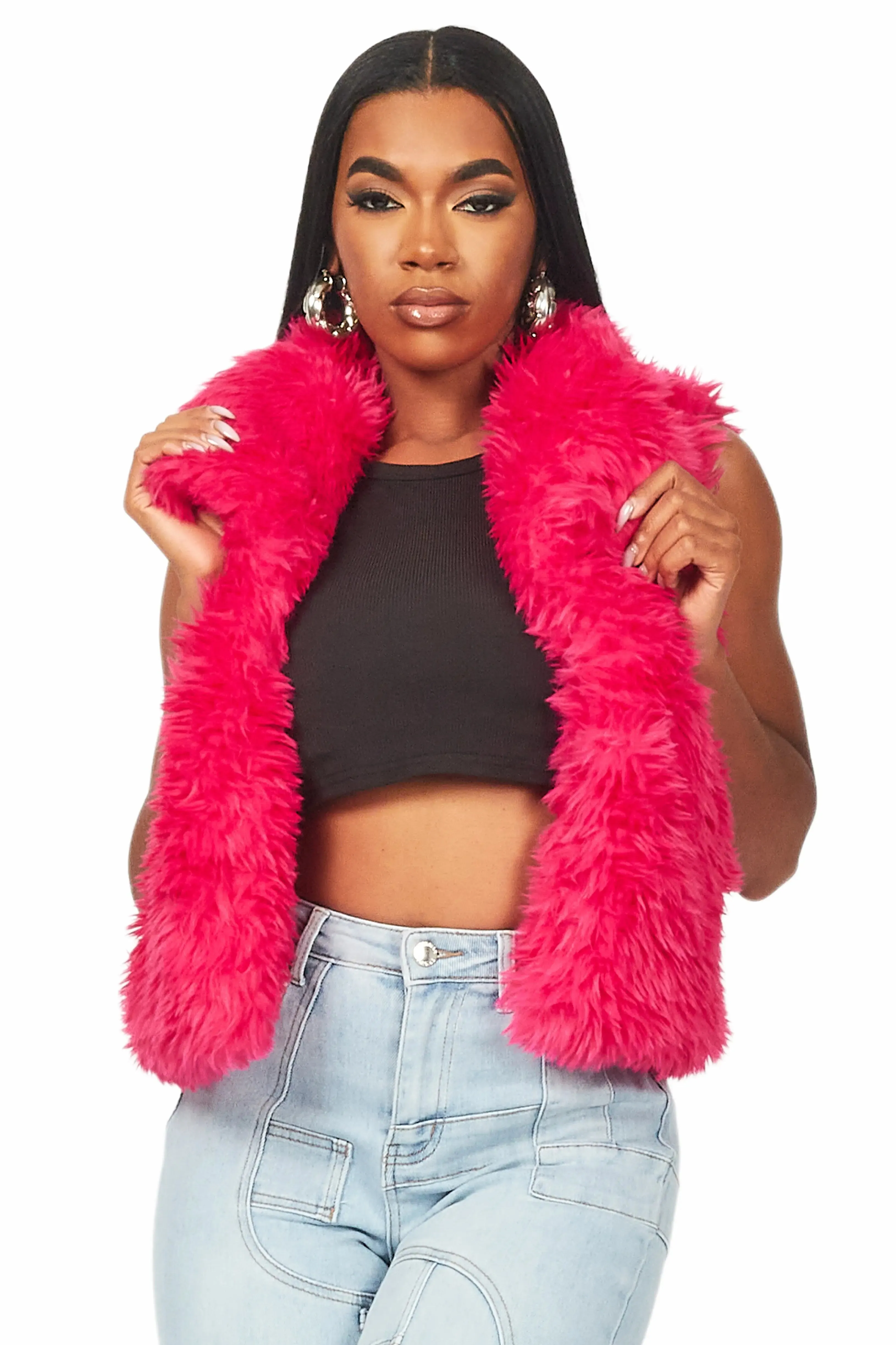 Keionna Fuchsia Fur Vest