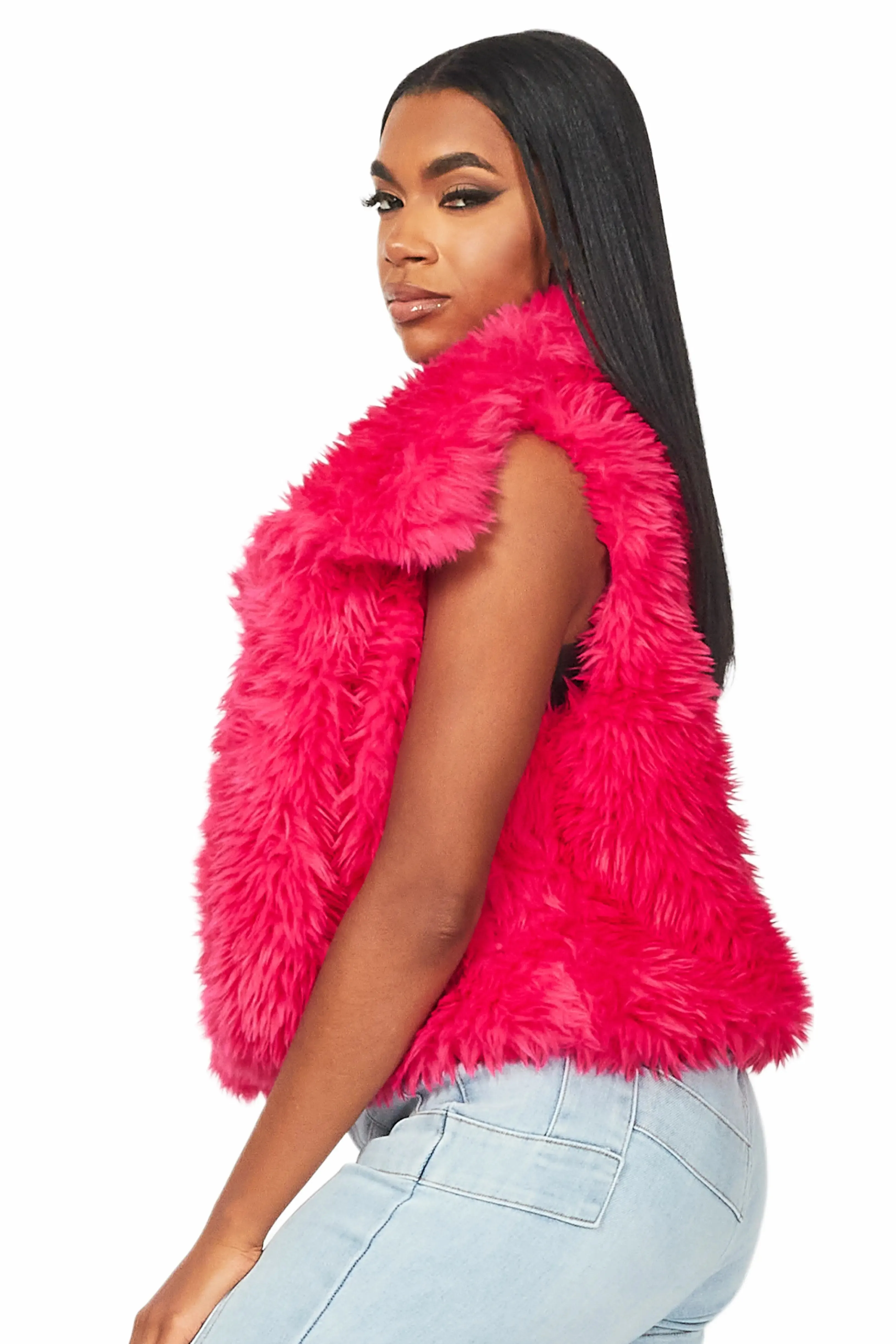 Keionna Fuchsia Fur Vest