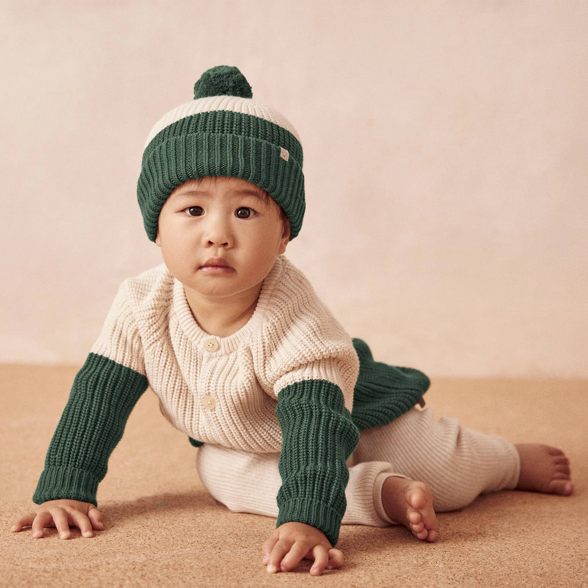 Knitted Colorblock Cardigan & Leggings Outfit