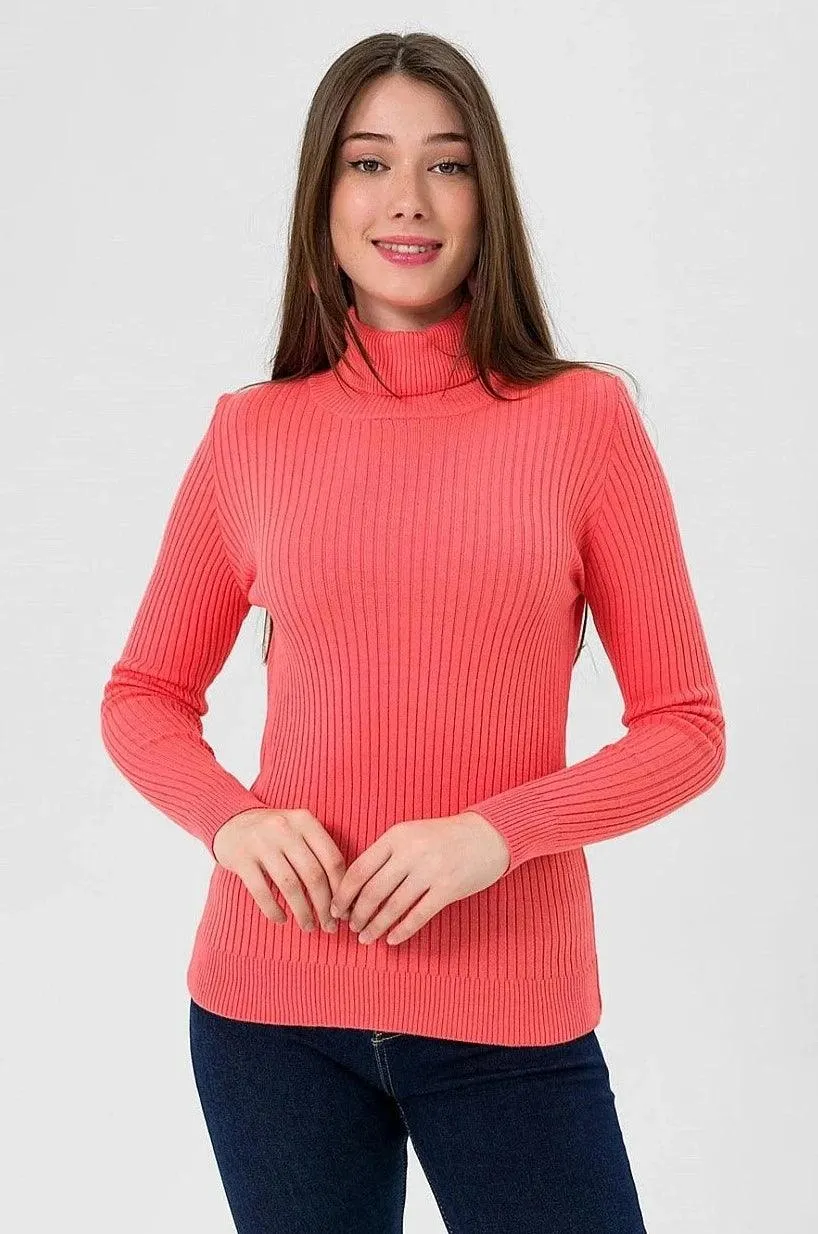 Knitted High Neck Cozy Sweater for Women