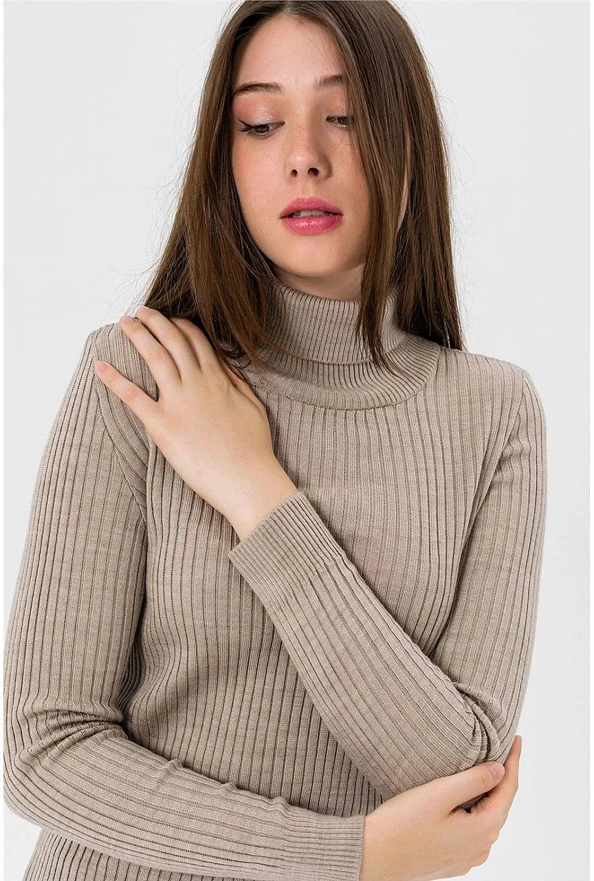 Knitted High Neck Cozy Sweater for Women