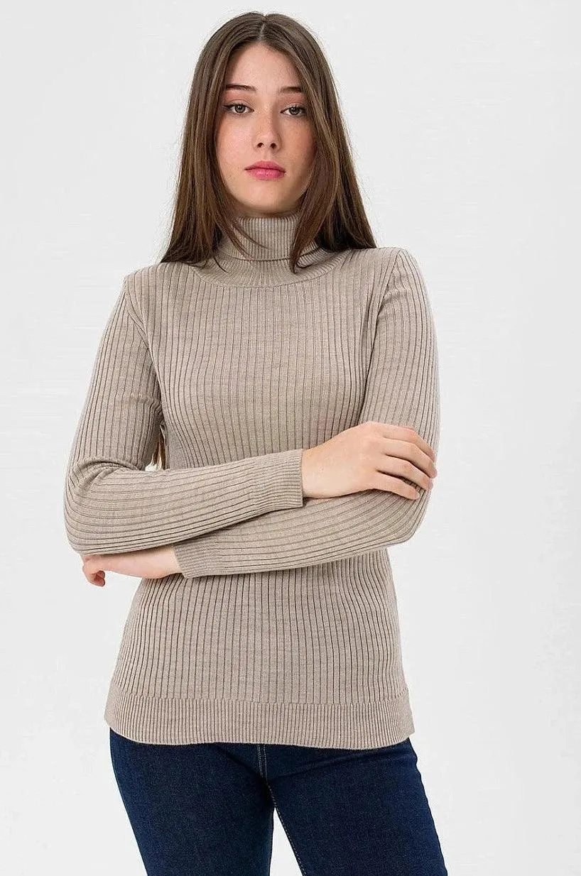 Knitted High Neck Cozy Sweater for Women