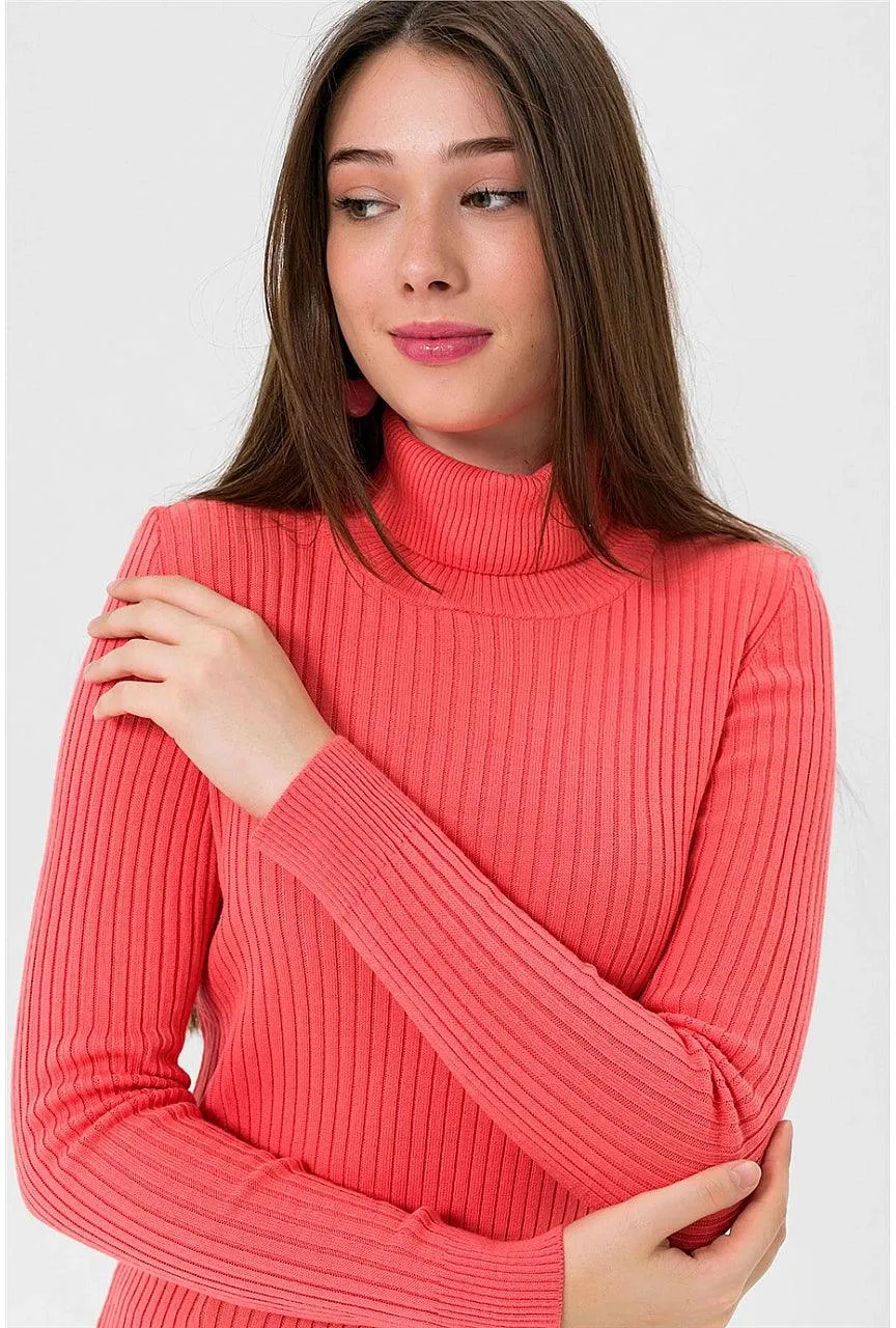 Knitted High Neck Cozy Sweater for Women