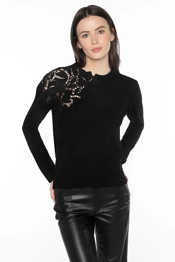 Lace Applique Crew Sweater