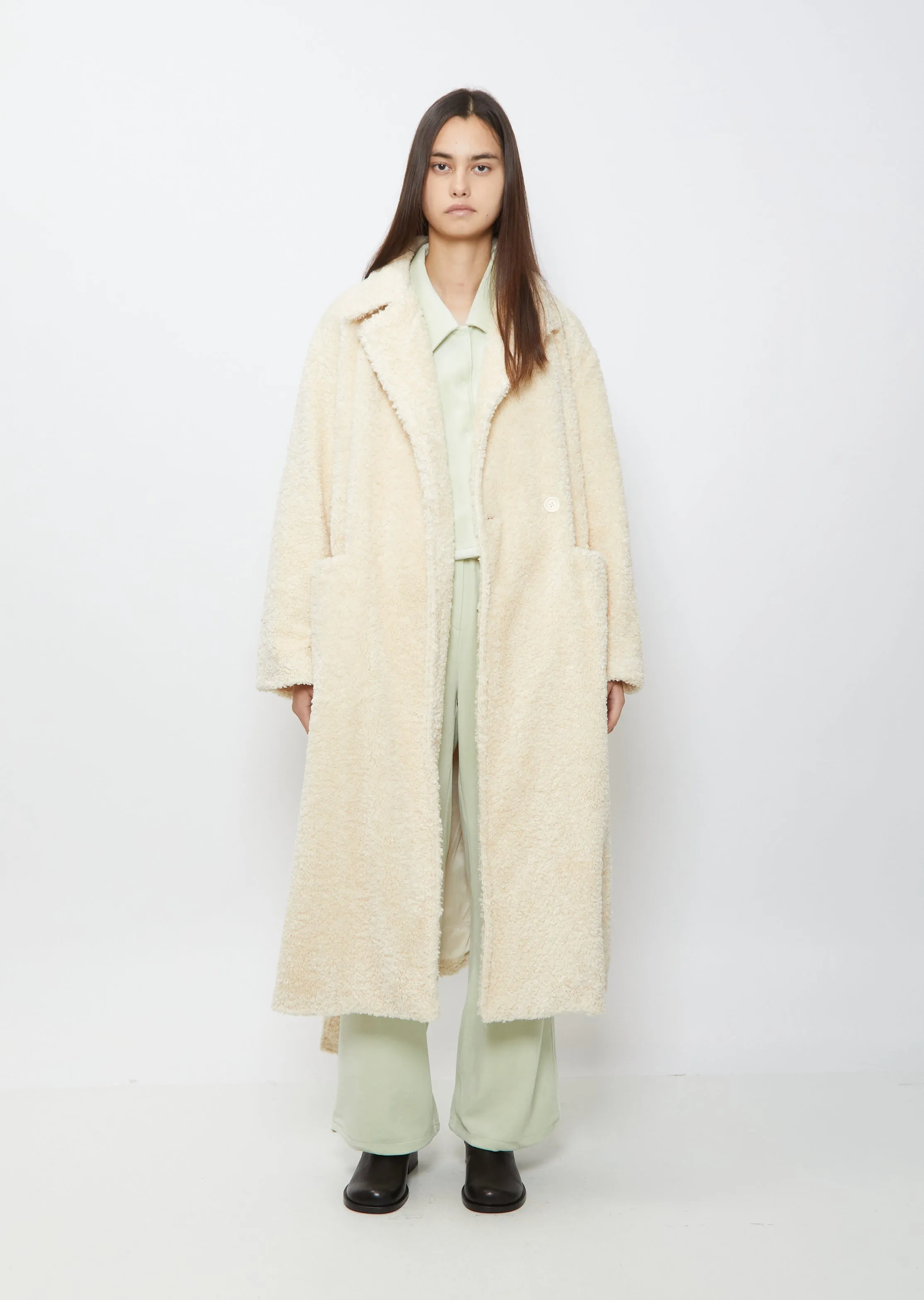 Long Curly Wrap Overcoat