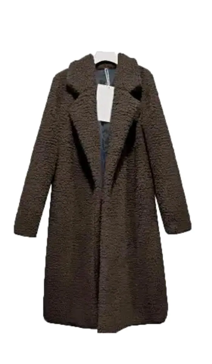 Luexco Women's Long Cardigan Thick Fleece Coat