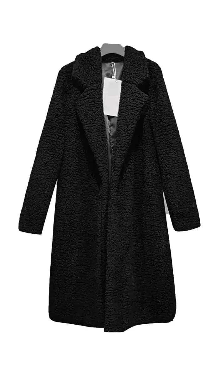 Luexco Women's Long Cardigan Thick Fleece Coat