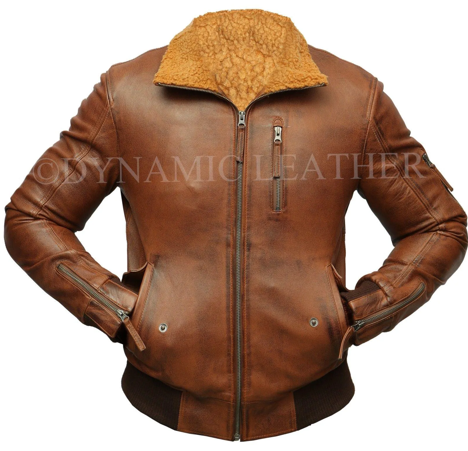 Mens Biker Retro Brown Detach Hooded Fur Real Leather Bomber Motorcycle Jacket