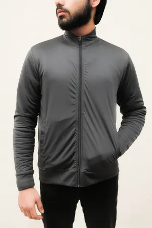 Men'S Charcoal Poly Zipper