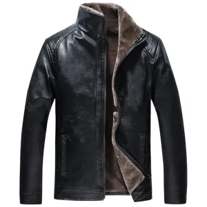 Men's Classic Black Biker Quilted Genuine Sheepskin Leather Jacket