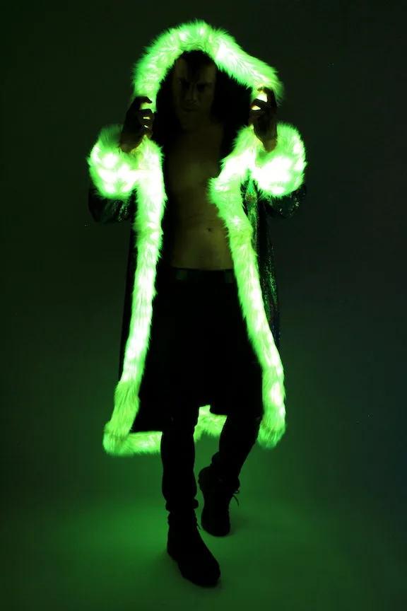 Men's LED Sequin King Coat in "Black/ White"