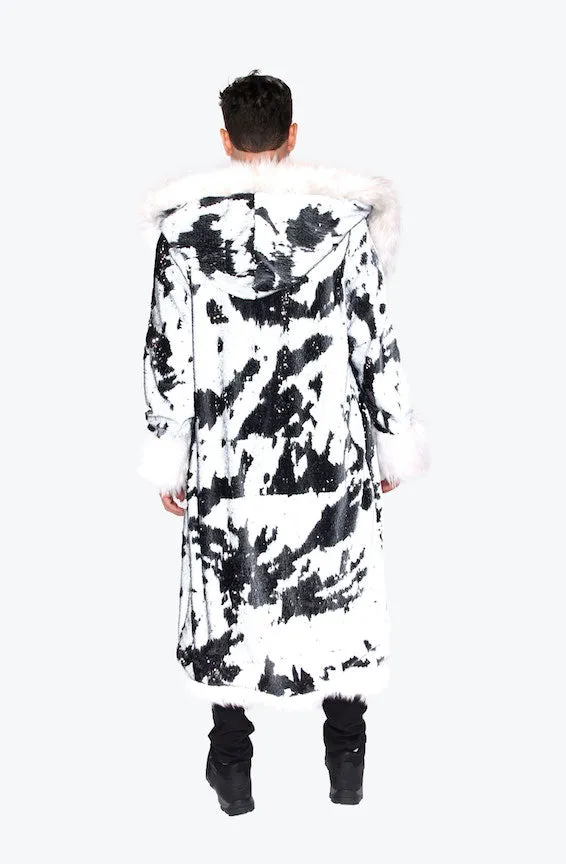 Men's LED Sequin King Coat in "Black/ White"