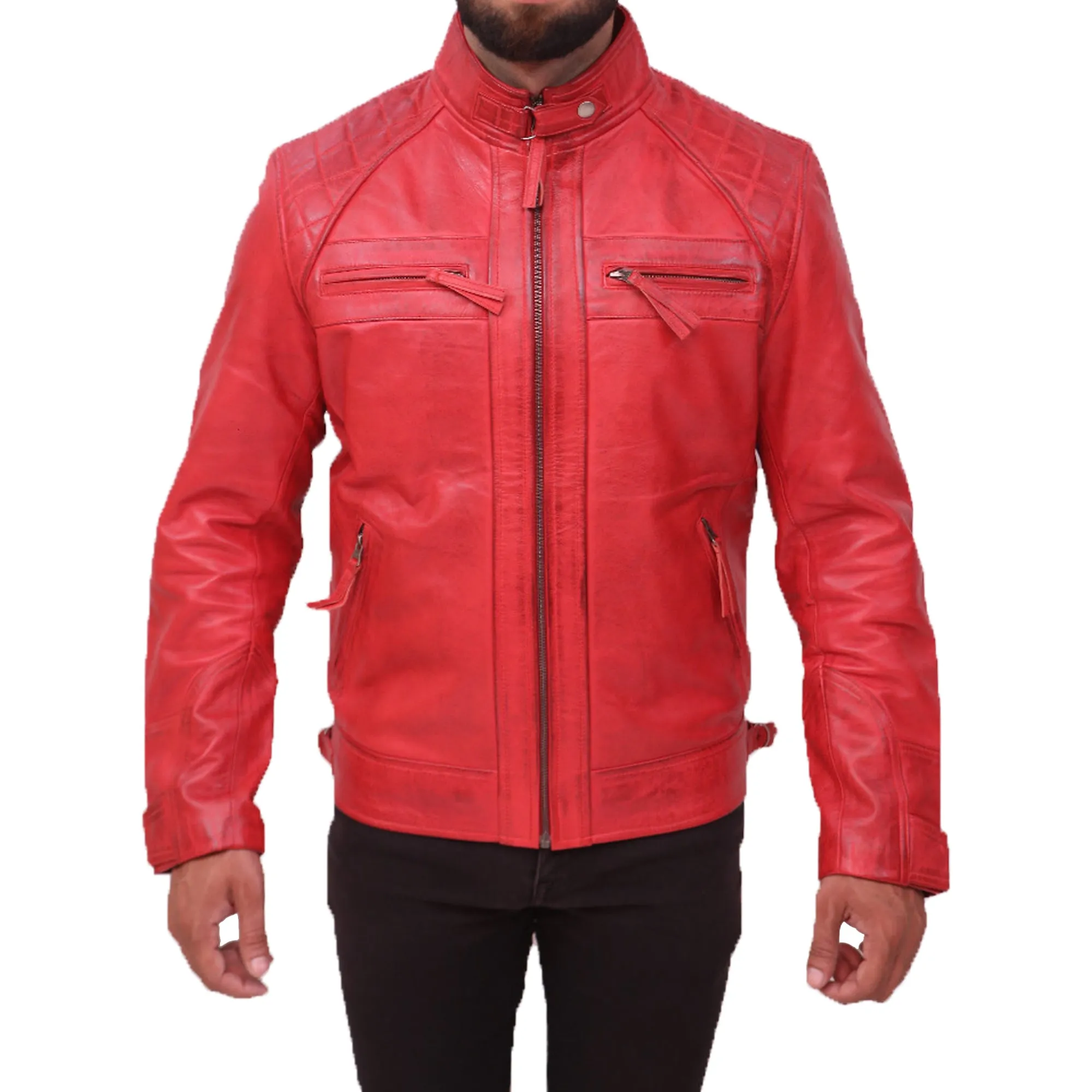 Men's Sheepskin Red Leather Jacket