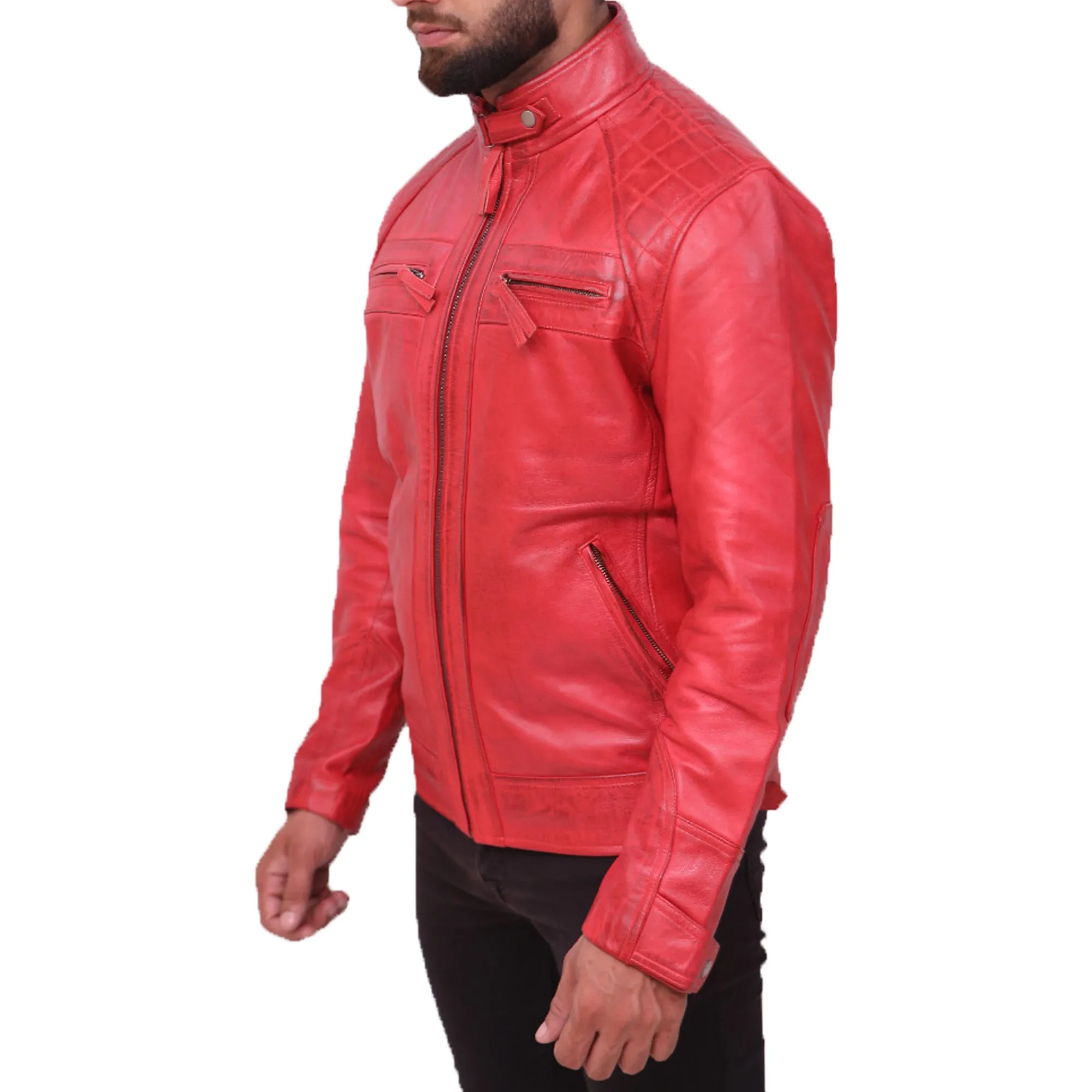 Men's Sheepskin Red Leather Jacket