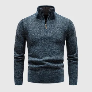 Men's Thick Quarter Zip Turtleneck Knitted Jumper | Ideal for Autumn/Winter