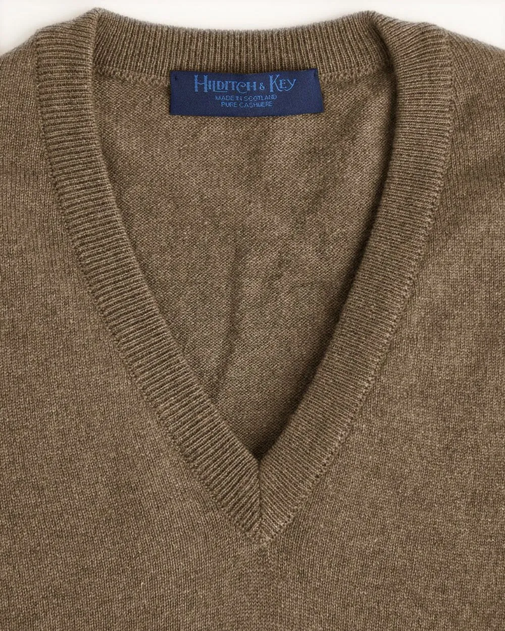 Mid Brown V-Neck Cashmere Sweater