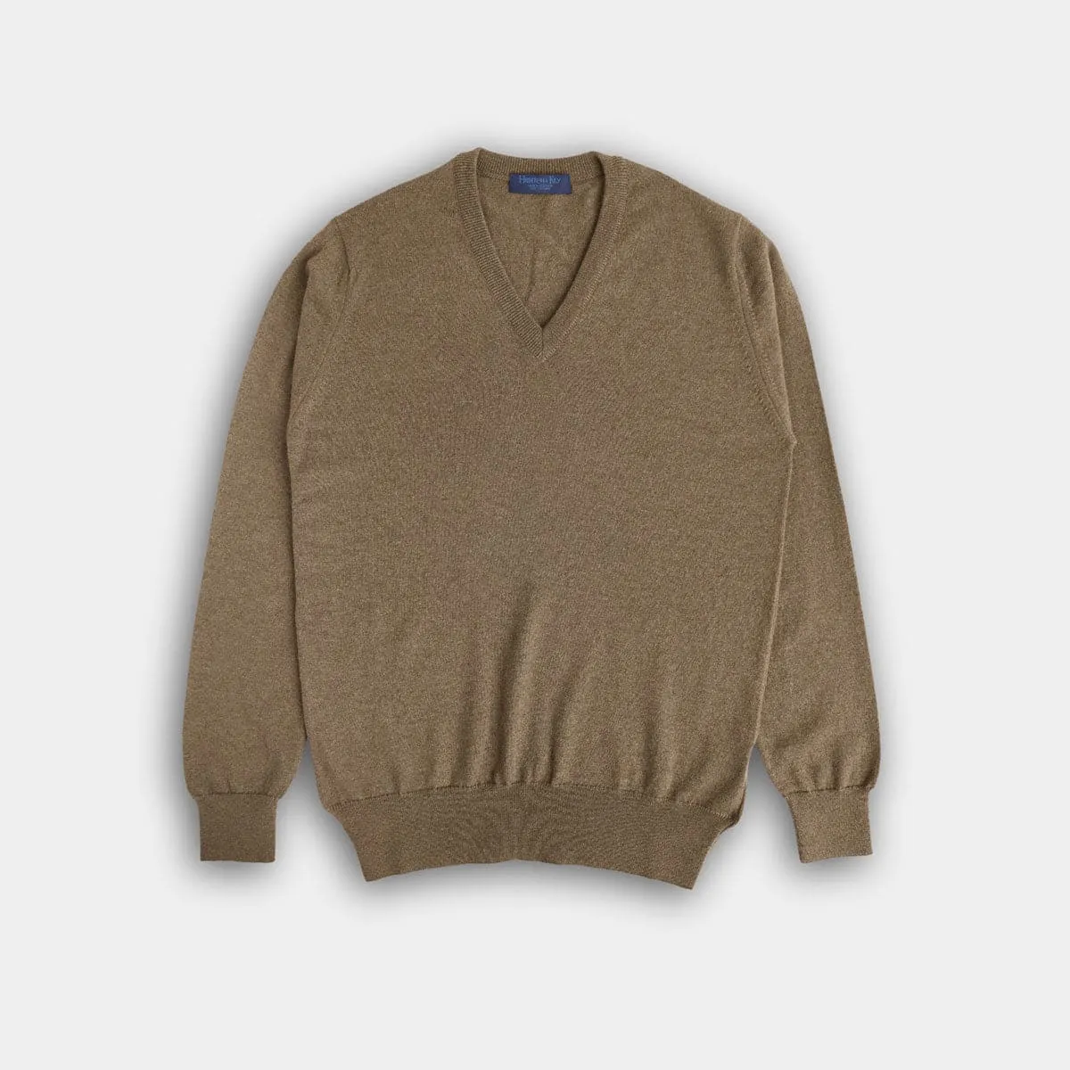 Mid Brown V-Neck Cashmere Sweater