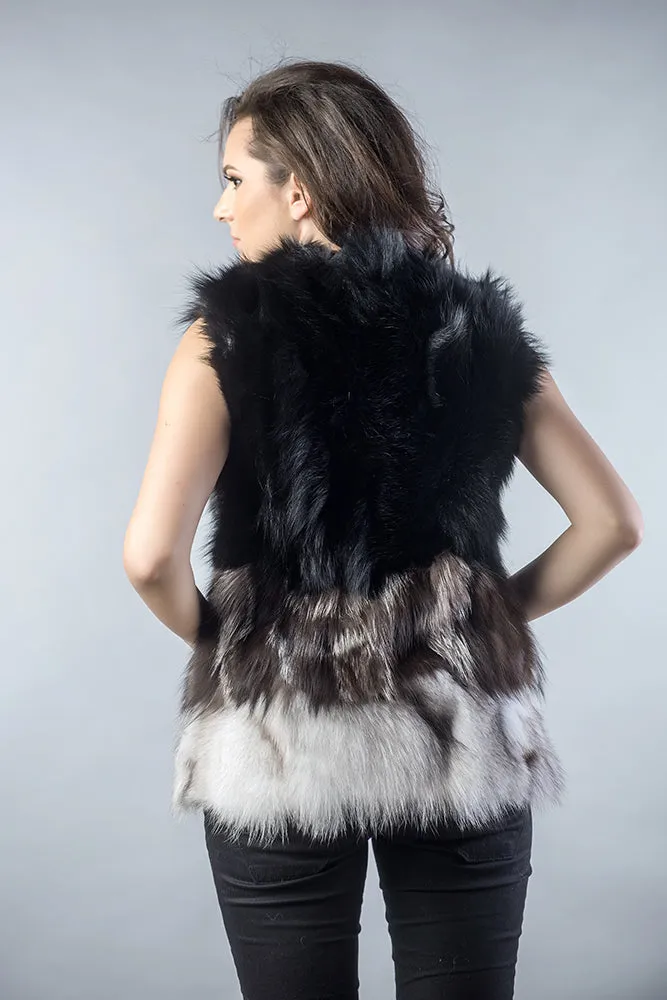 Multicolor Genuine Fox Fur Vest