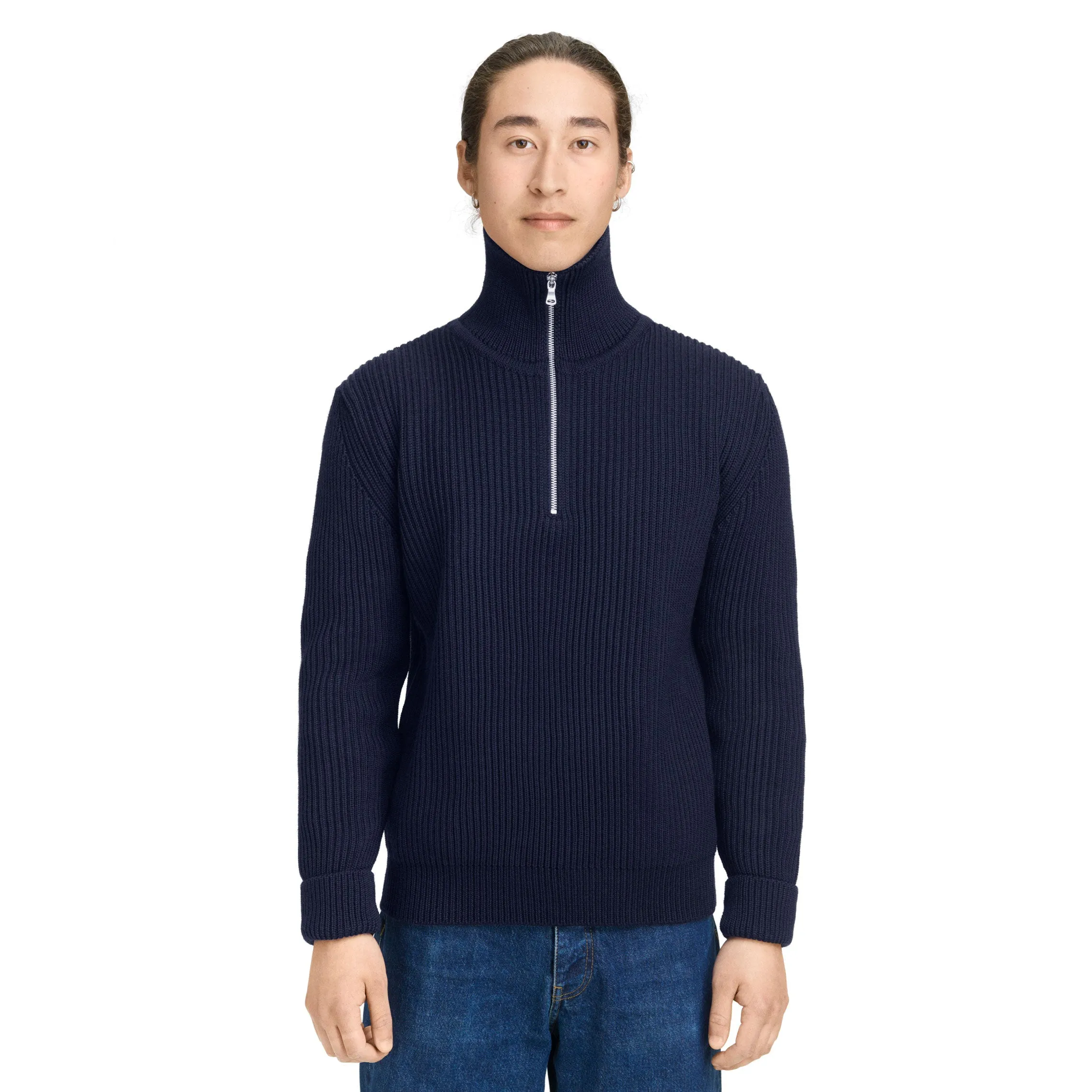 Navy Half-Zip Light Grey