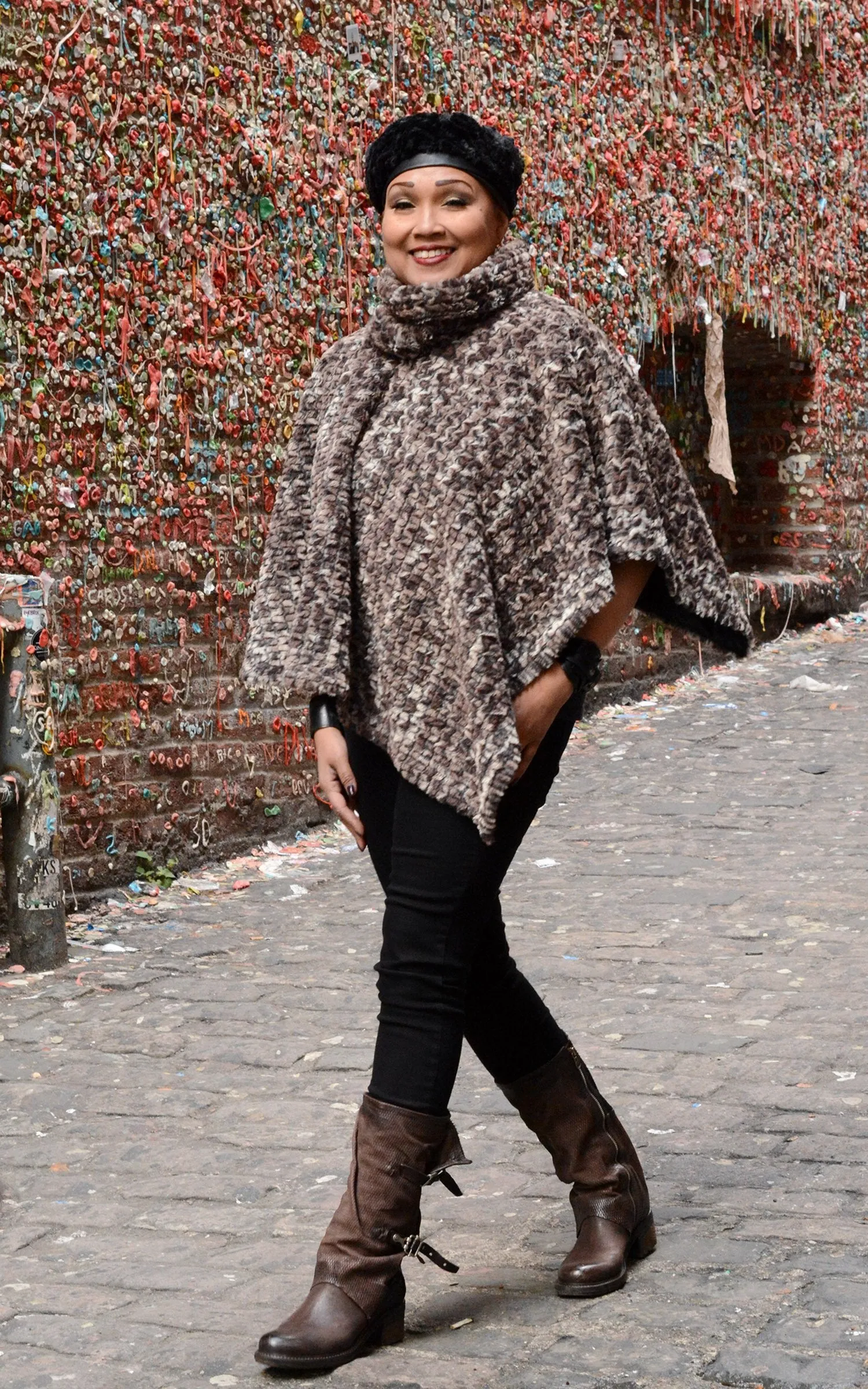 Poncho - Luxury Faux Fur in Calico (SOLD OUT)