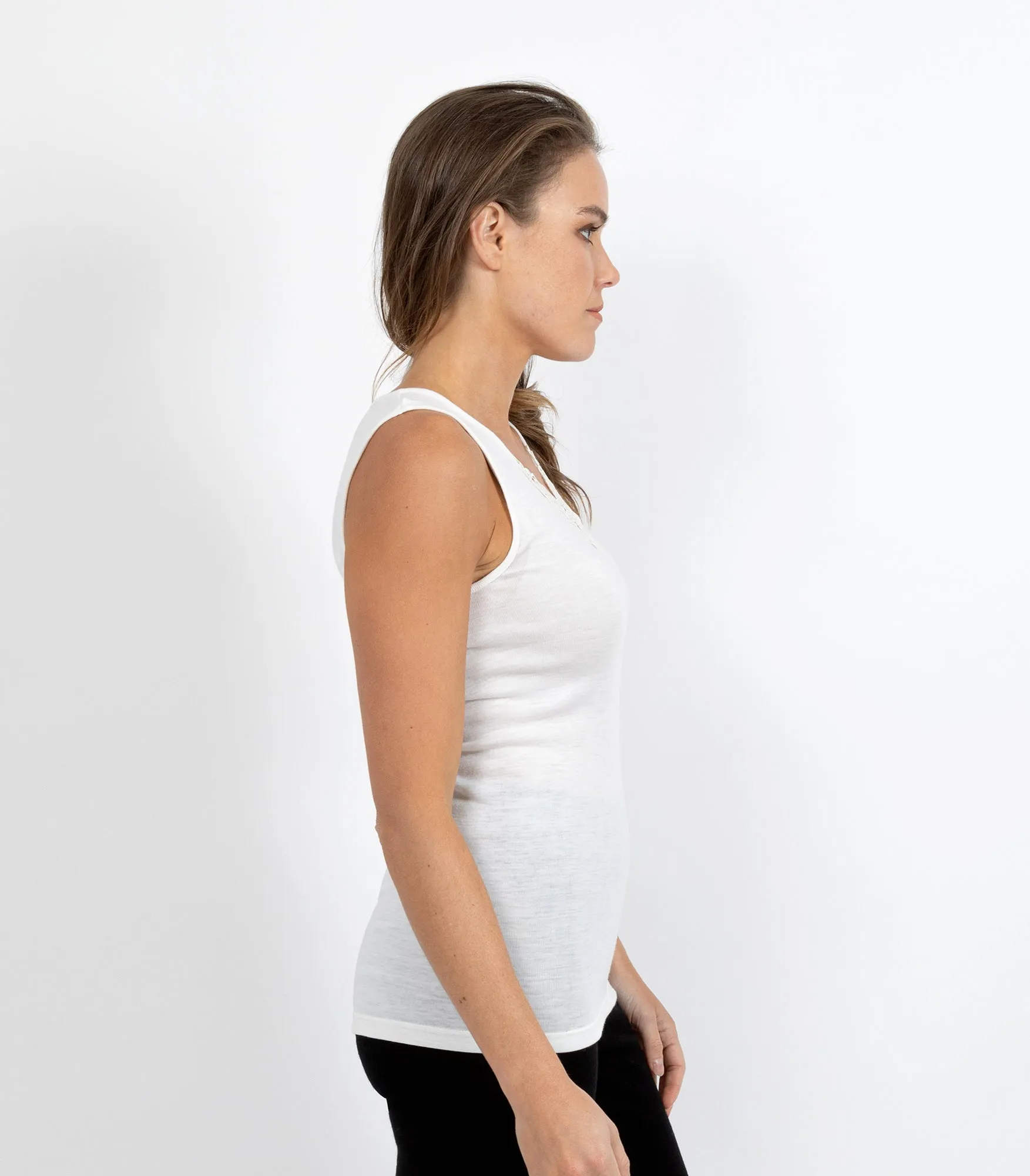 Pure Merino Wool 200gsm Vest with Motif - Ivory