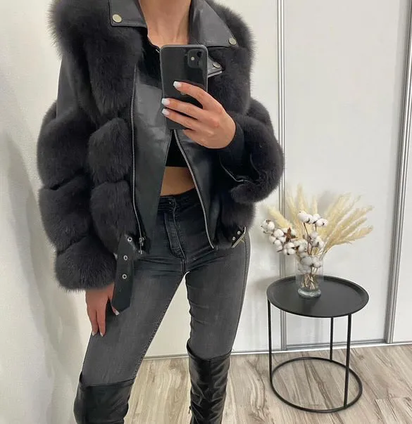 "Manhattan" Leather and Fur Jacket