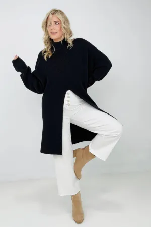 "Mara" Mockneck Front Slit Sweater