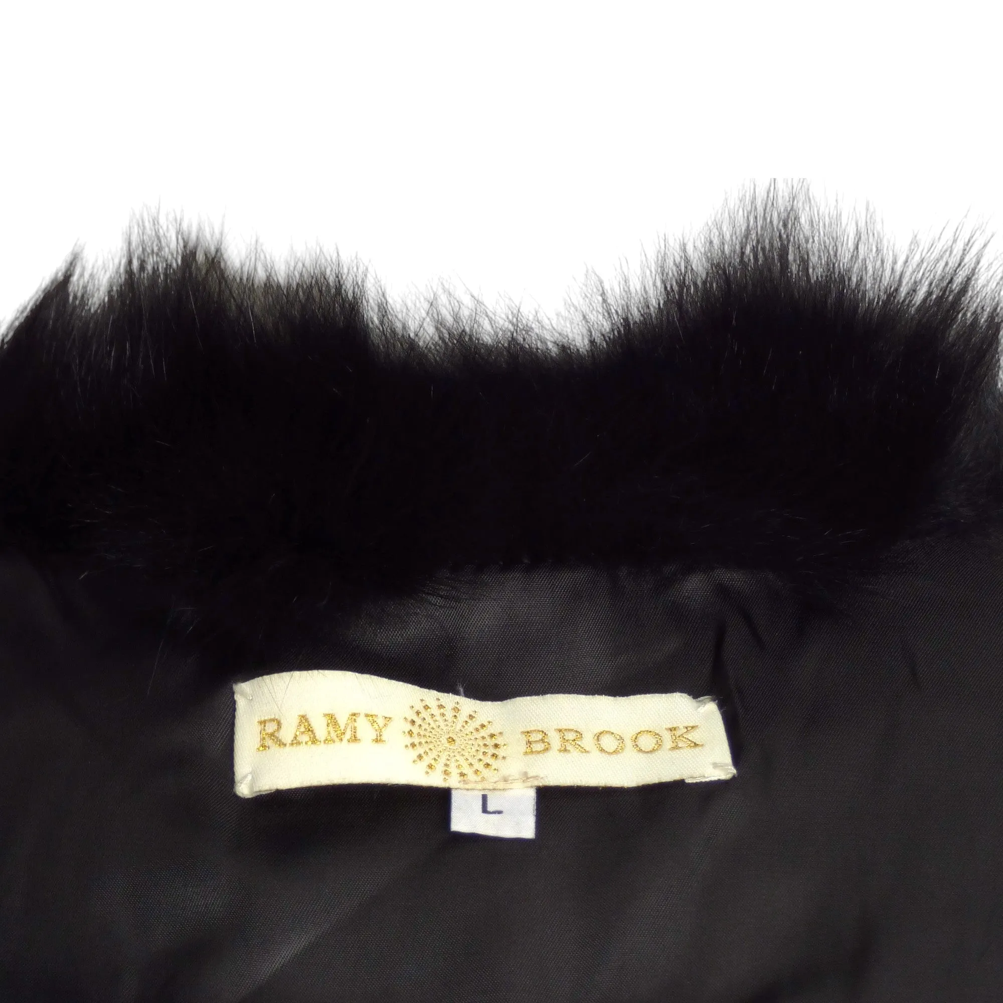 RAMY BROOK- Black Fox Fur & Leather Vest, Size 10