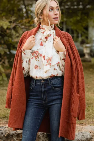 Rustic Charm Brown Cardigan