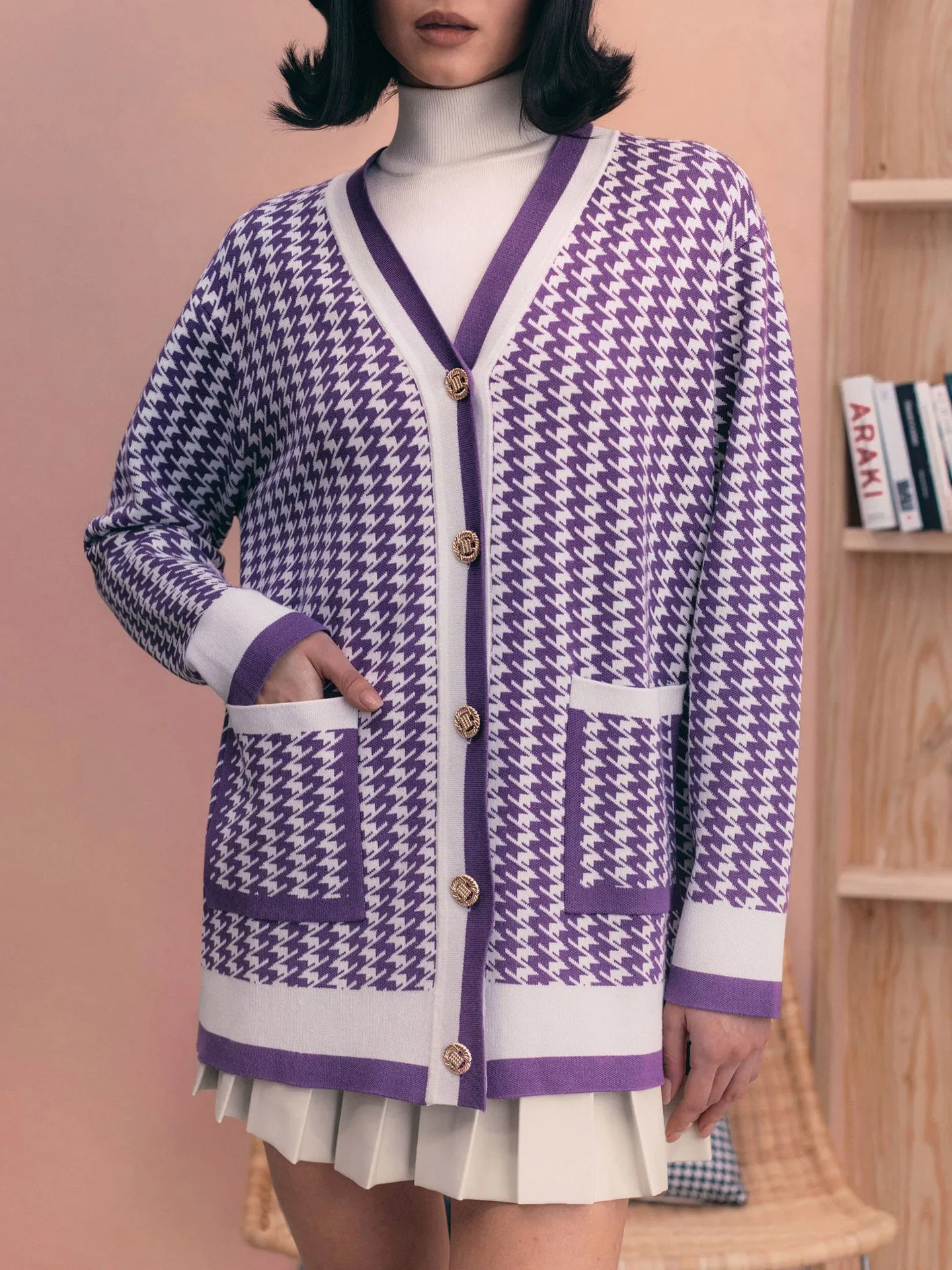 Sharon Oversize Soft V-neck Vintage Women Cardigan