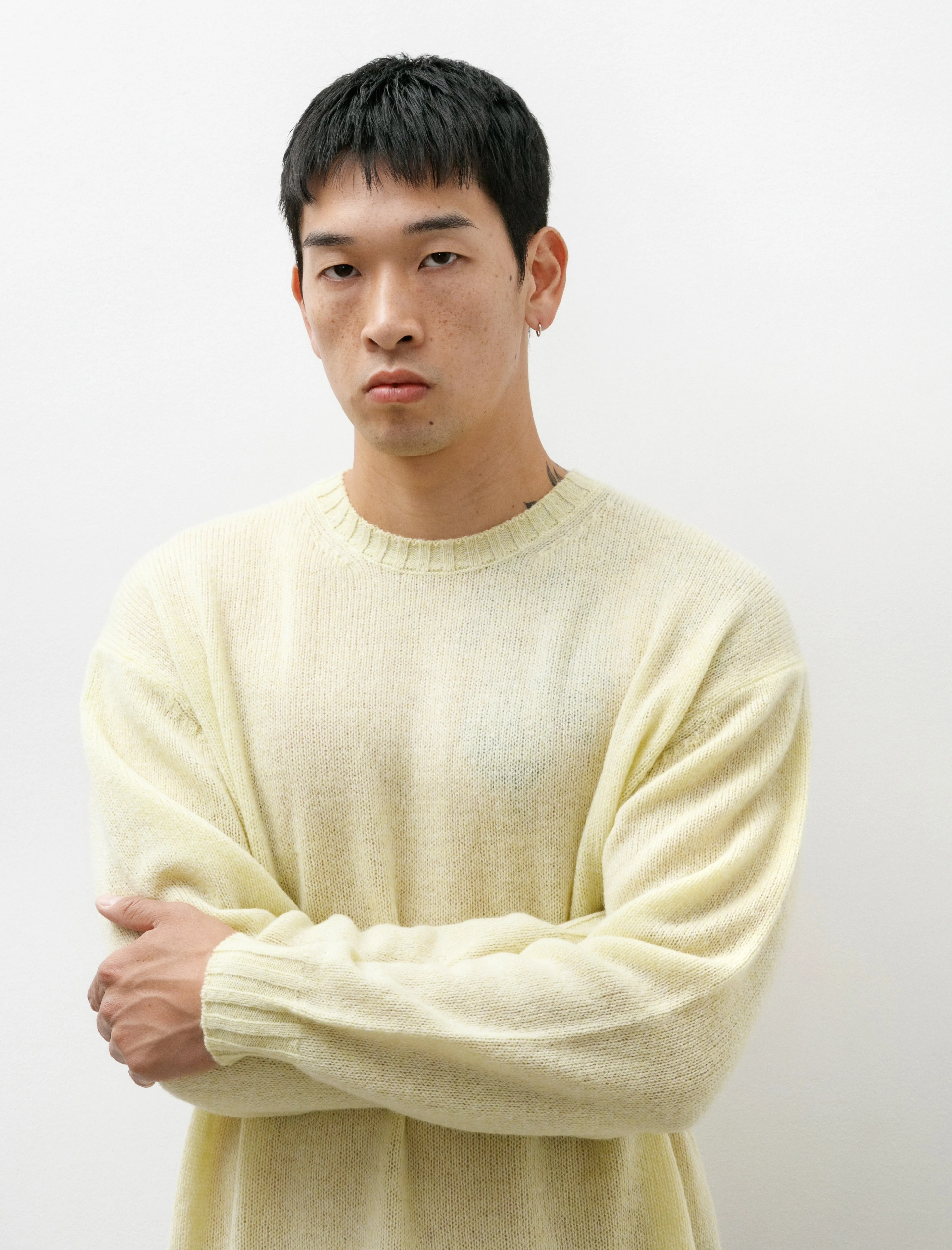 Shetland Wool Cashmere Pullover Light Yellow