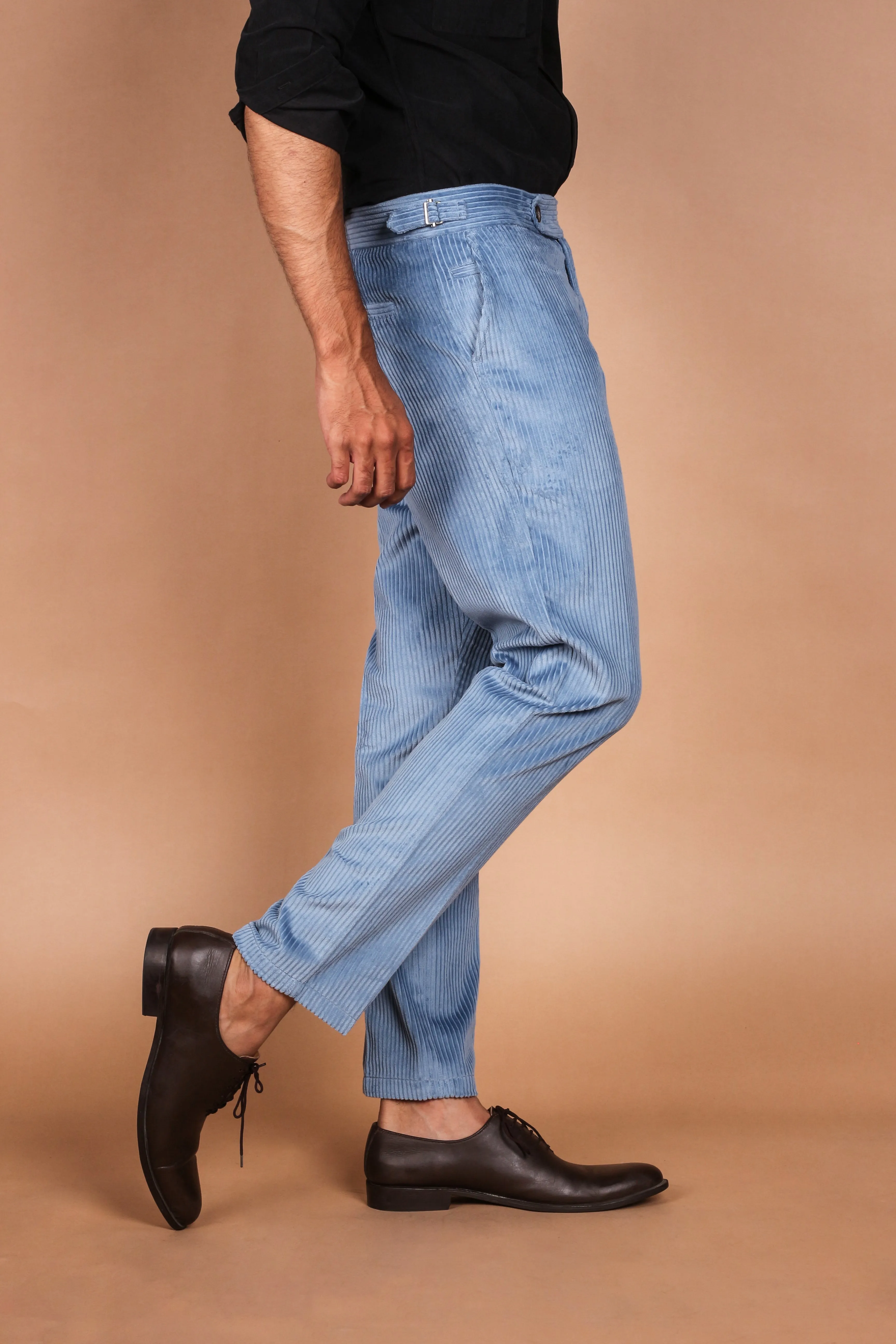 Sky Blue Wide Wale Corduroy Trousers