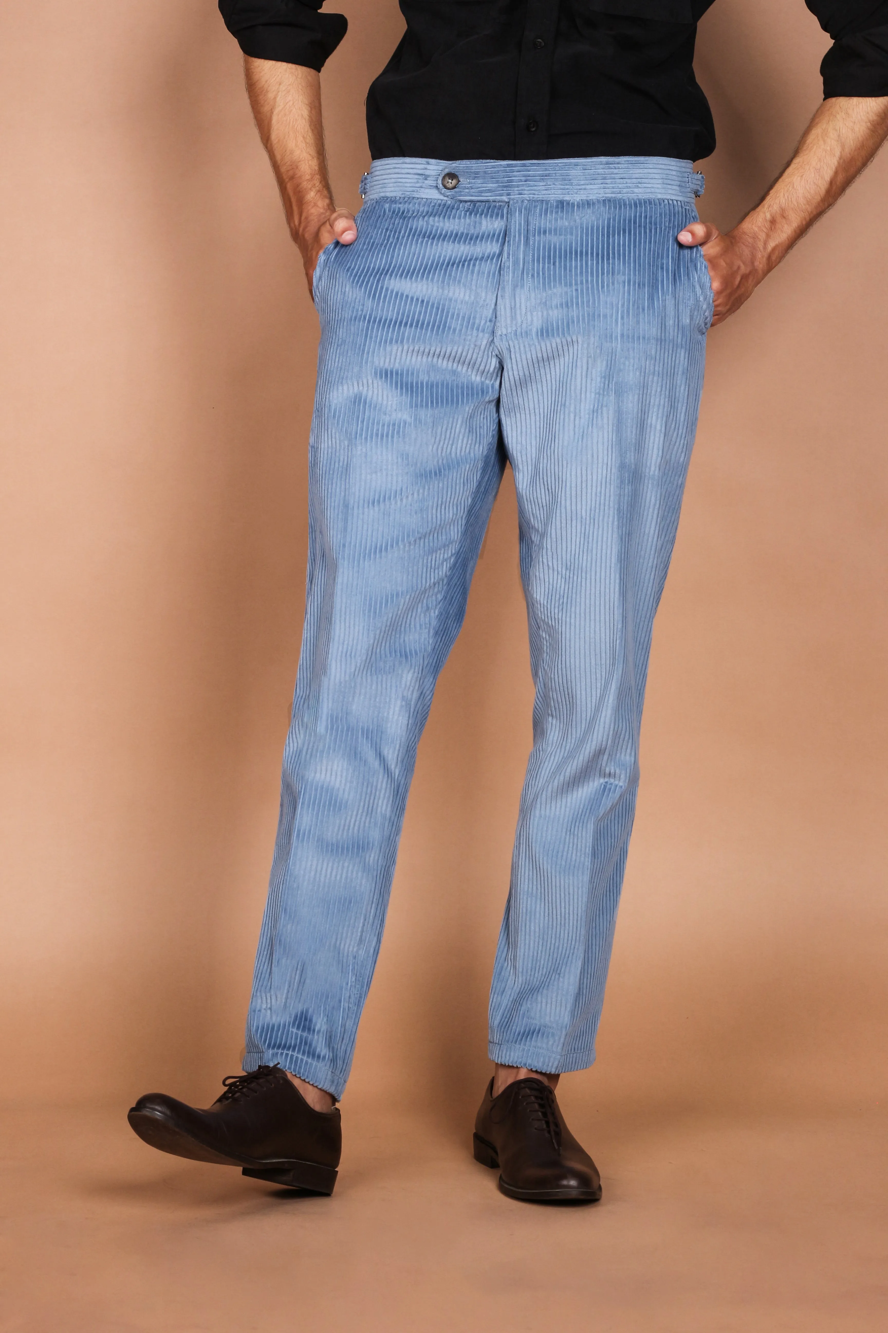 Sky Blue Wide Wale Corduroy Trousers