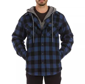 Smith's Workwear Mens Sherpa-Lined Hooded Flannel Shirt Jacket