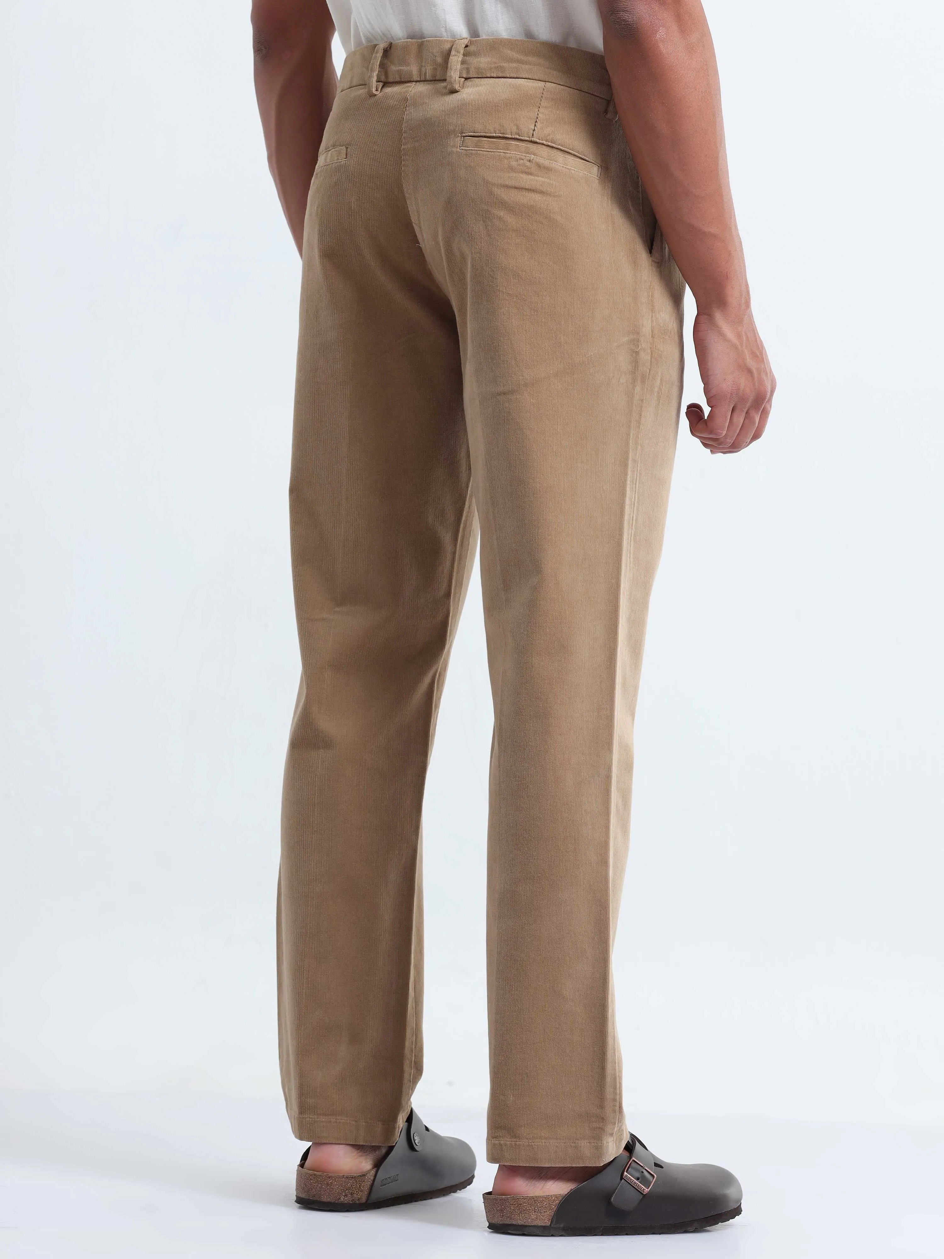 Soft Corduroy Beige Relaxed Pleated Pant