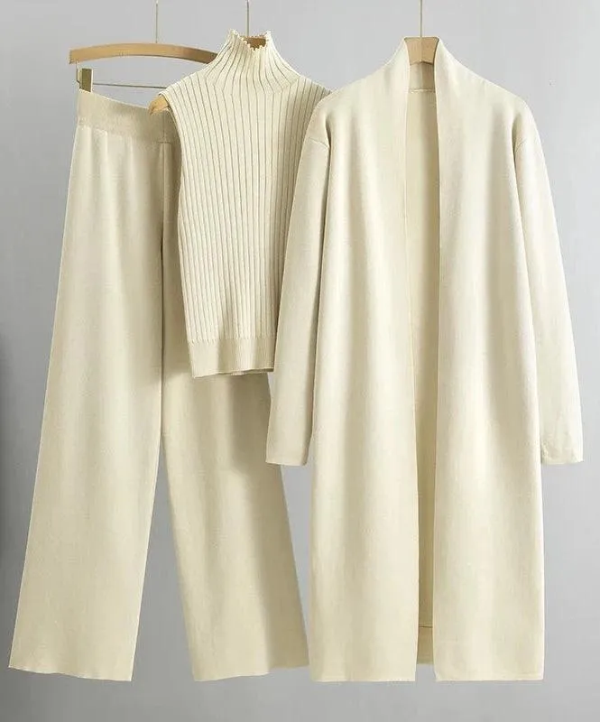 Sophisticated Turtleneck 3-Piece Set with Comfortable Trousers