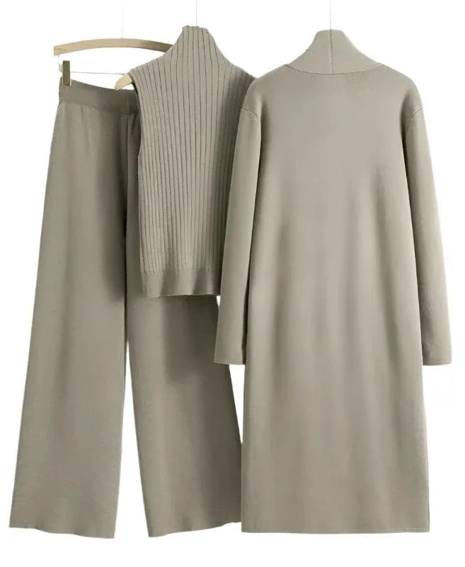 Sophisticated Turtleneck 3-Piece Set with Comfortable Trousers